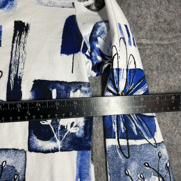 Jess & Jane Top Womens Medium Lily Abstract Floral Print 3/4 Sleeve Cotton - Picture 7 of 8